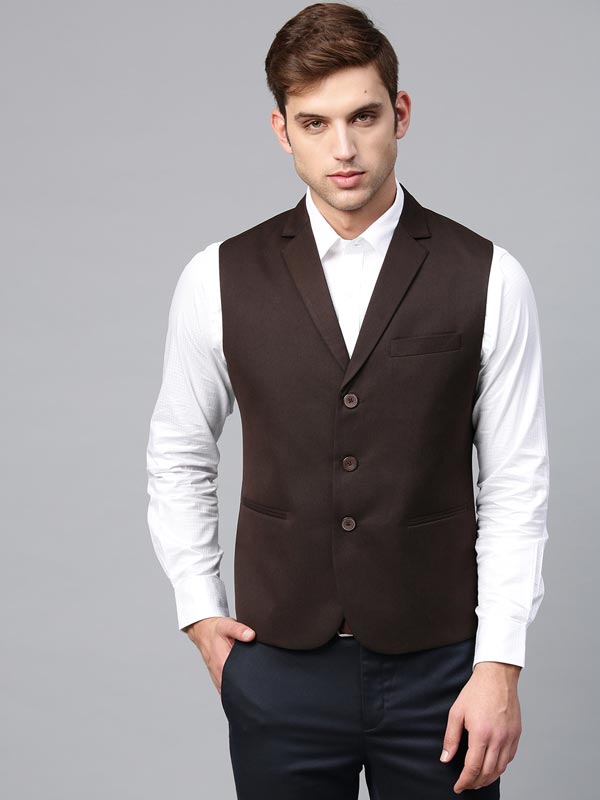 Manq solid sale men's waistcoat