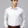 Men White Regular Fit Self Design Formal Shirt