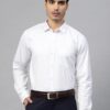 Men White Regular Fit Self Design Formal Shirt