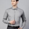 Men Grey Slim Fit Chambray Solid Formal Shirt