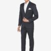 Men Navy Blue Striped Slim-Fit Single-Breasted Formal Suit