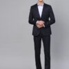 Men Navy Blue Solid Slim Fit Formal Suit