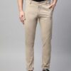 Men Beige Slim Fit Solid Combed Cotton Chinos