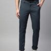 Men Navy Blue Slim Fit Solid Combed Cotton Chinos