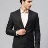 Men Black and Green Checked Slim Fit Single-Breasted Blazer