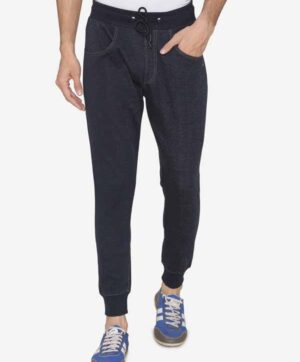 Men Navy Blue Solid Joggers