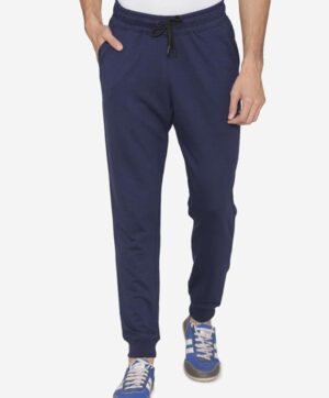 Men Navy Blue Solid Joggers