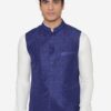 Men Blue Solid Nehru Jacket