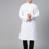 Men White Ethnic Chikankari Embroidered Straight Kurta