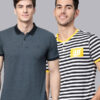 Men Pack Of 2 Green & Black V-Neck Slim Fit T-Shirts