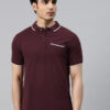 Men Maroon Pure Cotton Slim Fit Polo Collar T-shirt