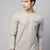 Men Grey Melange Solid Slim Fit T-shirt