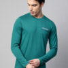 Men Teal Solid Slim Fit T-shirt