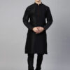 Men Black Solid Kurta with Churidar