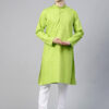 Men Lime Green & White Solid Kurta with Pyjama