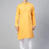 Men Yellow & White Self Striped Kurta with Pyjamas