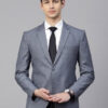 Men Blue Slim Fit Solid Single-Breasted Formal Blazer