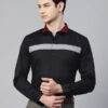 ManQ Men Black & Grey Slim Fit Colourblocked Party Shirt