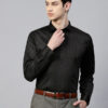 Men Black Slim Fit Solid Pintucked Party Shirt