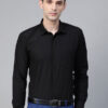 Men Black Semi-Slim Fit Solid Formal Shirt