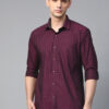 Men Burgundy & Green Giza Cotton Semi-Slim Fit Checked Smart Casual Shirt