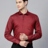 Men Maroon Slim Fit Solid Formal Shirt