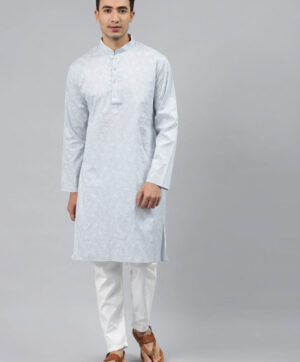 Men Grey Chikankari Kurta