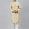 Men Beige Thread Work Kurta