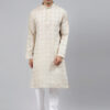 Men Beige Thread Work Kurta