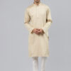 Men Beige Thread Work Pathani Kurta