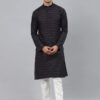 Men Navy Blue Thread Work Kurta