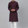 Men Maroon Thread Work Kurta