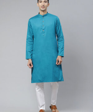 Men Blue Regular Pure Cotton Kurta with Pyjamas