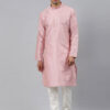 Men Pink Striped Regular Kurta with Pyjamas