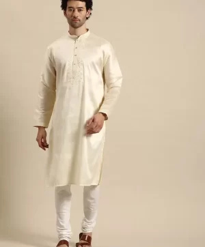 Men Ethnic Motifs Yoke Design Regular Kurta with Churidar