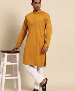 Men Regular Sequinned Kurta with Pyjamas