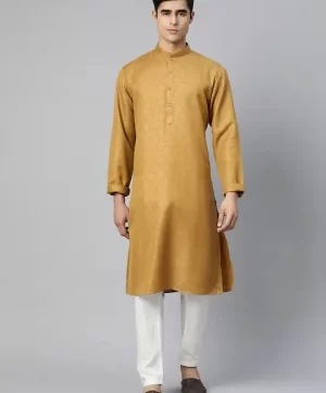 Beige woven design Kurta with Pyjamas