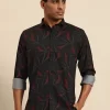 Black floral printed opaque Casual shirt