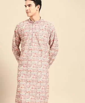 Floral Thread Work Cotton Kurta