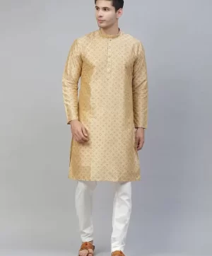 Men Beige Ethnic Motifs Printed Kurta with Pyjamas