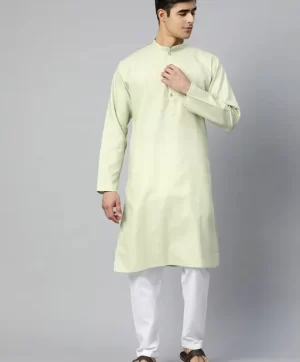 Men Green Embroidered Thread Work Kurta