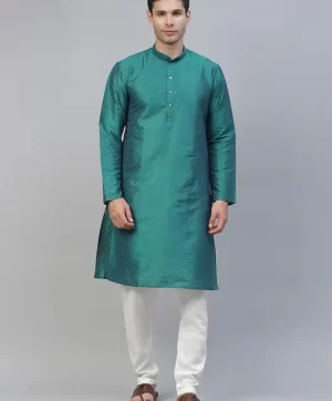 Men Teal Ethnic Motifs Printed Kurta with Pyjamas