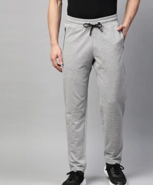 Men Grey Melange Solid Slim Fit Track Pants