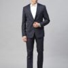 Men Navy Solid Slim Fit Single-Breasted Suit