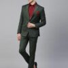 Men Green Solid Slim Fit Tuxedo Suit