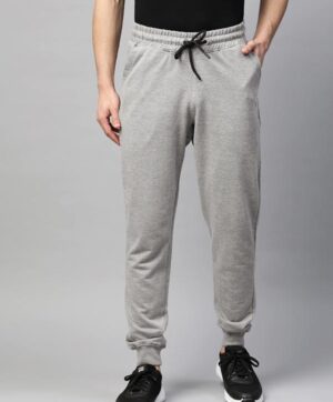 Men Grey Melange Solid Slim Fit Track Pants