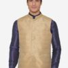 Men Beige Solid Nehru Jacket