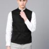 Men Black Slim Fit Solid Nehru Jacket