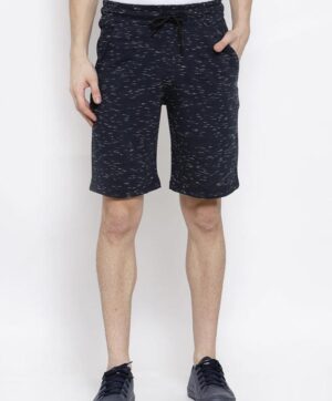 Men Navy Blue Slim Fit Mid-Rise Cotton Regular Shorts