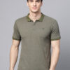 Men Olive Green Solid Polo Collar T-shirt